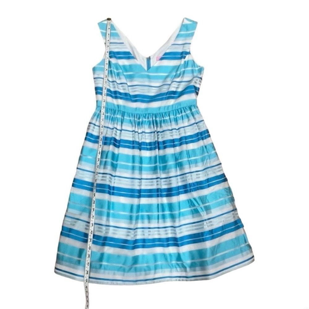 Lilly Pulitzer Kiera Turquoise Striped Fit and Flare Dress - Picture 8 of 11